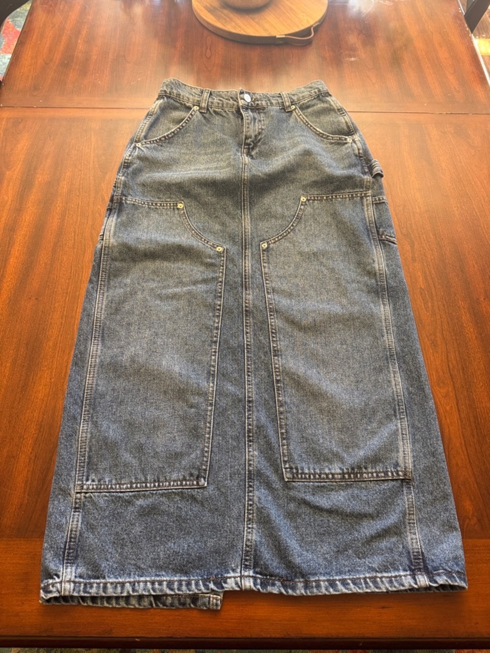 BDG Urban Outfitter’s Carpenter Maxi Denim Carpenter Boho Western Jean Skirt